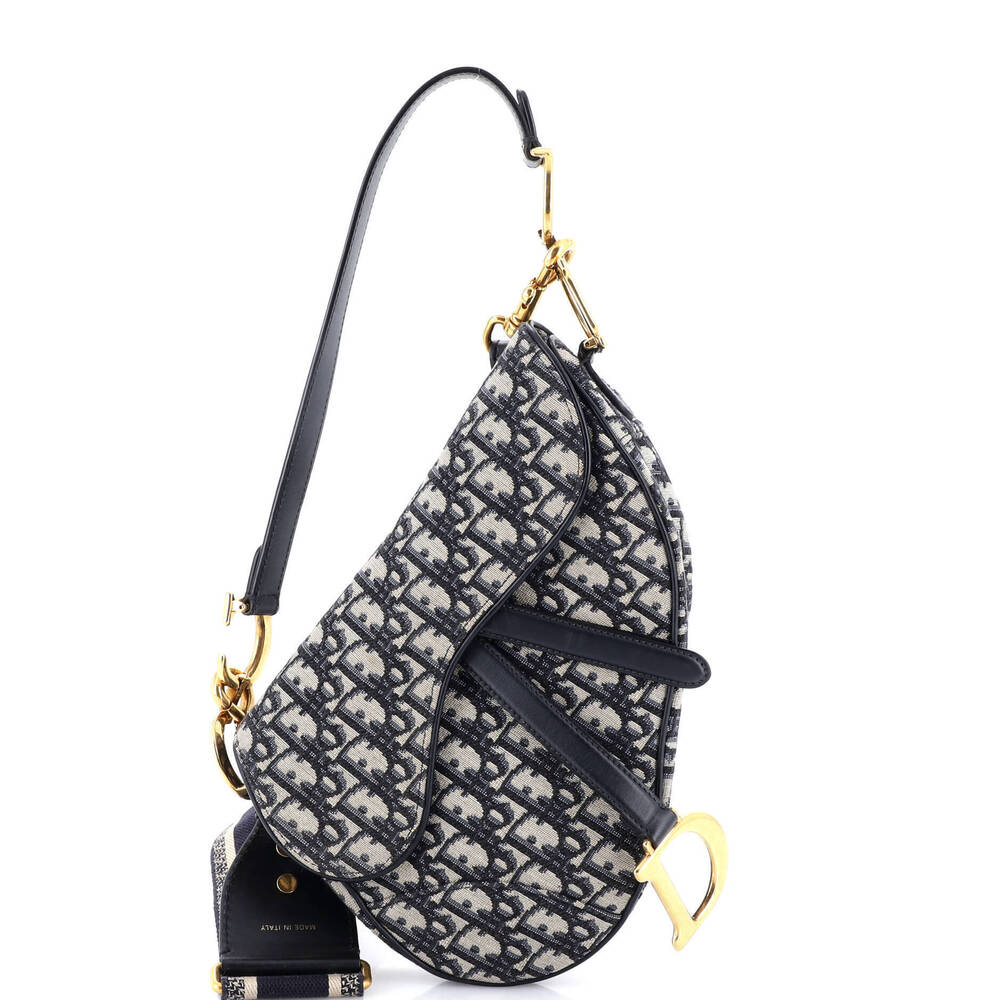 Christian Dior Medium Saddle Handbag with Strap Oblique Canvas